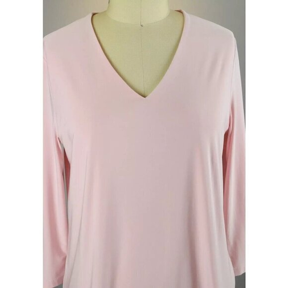 JEAN-PIERRE KLIFA LIGHT PINK V-NECK LONG SLEEVE TOP - Picture 2 of 6